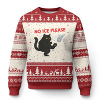 No Ice Please Ugly Christmas Sweater Funny Black Cat Abolish ICE Meme Protest