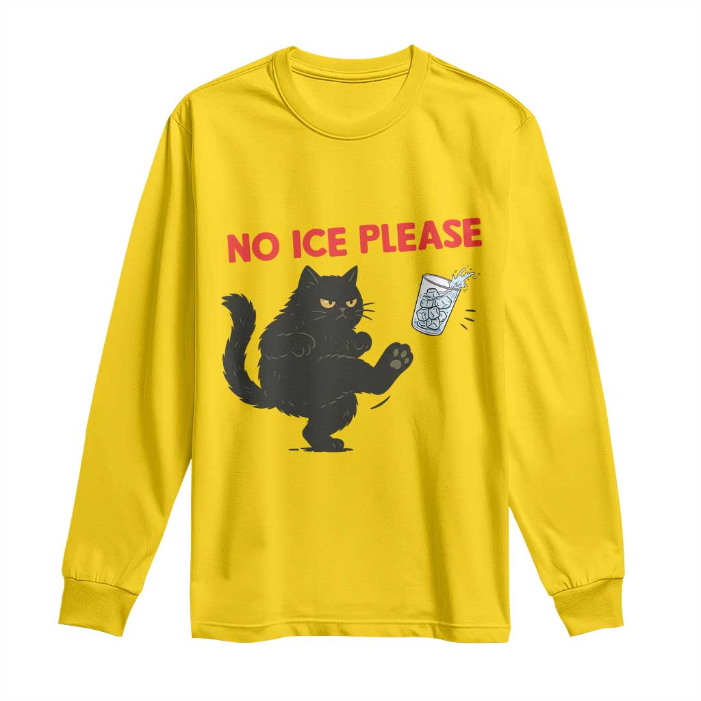 No Ice Please Long Sleeve Shirt Funny Black Cat Abolish ICE Meme Protest