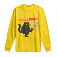 No Ice Please Long Sleeve Shirt Funny Black Cat Abolish ICE Meme Protest