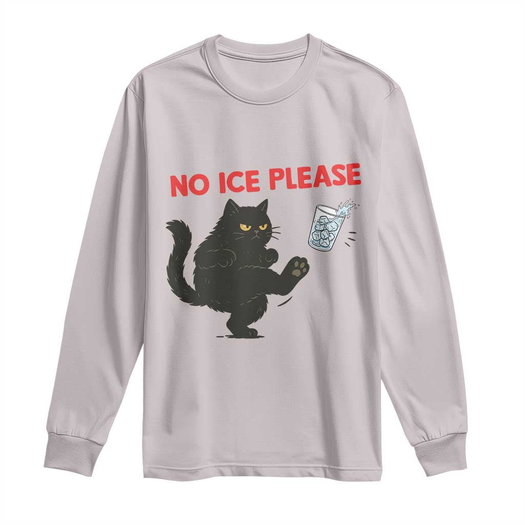 No Ice Please Long Sleeve Shirt Funny Black Cat Abolish ICE Meme Protest