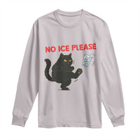 No Ice Please Long Sleeve Shirt Funny Black Cat Abolish ICE Meme Protest