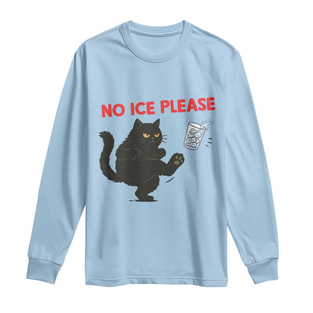 No Ice Please Long Sleeve Shirt Funny Black Cat Abolish ICE Meme Protest