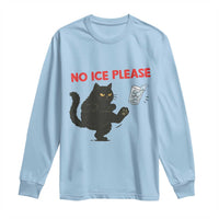 No Ice Please Long Sleeve Shirt Funny Black Cat Abolish ICE Meme Protest