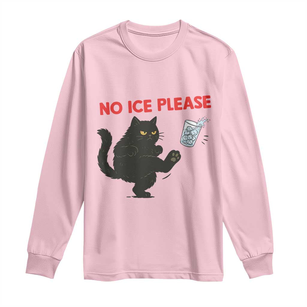 No Ice Please Long Sleeve Shirt Funny Black Cat Abolish ICE Meme Protest