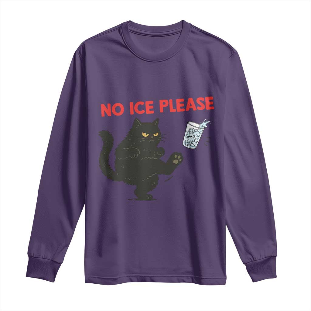 No Ice Please Long Sleeve Shirt Funny Black Cat Abolish ICE Meme Protest