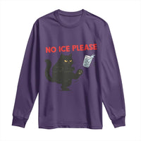 No Ice Please Long Sleeve Shirt Funny Black Cat Abolish ICE Meme Protest