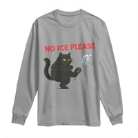 No Ice Please Long Sleeve Shirt Funny Black Cat Abolish ICE Meme Protest