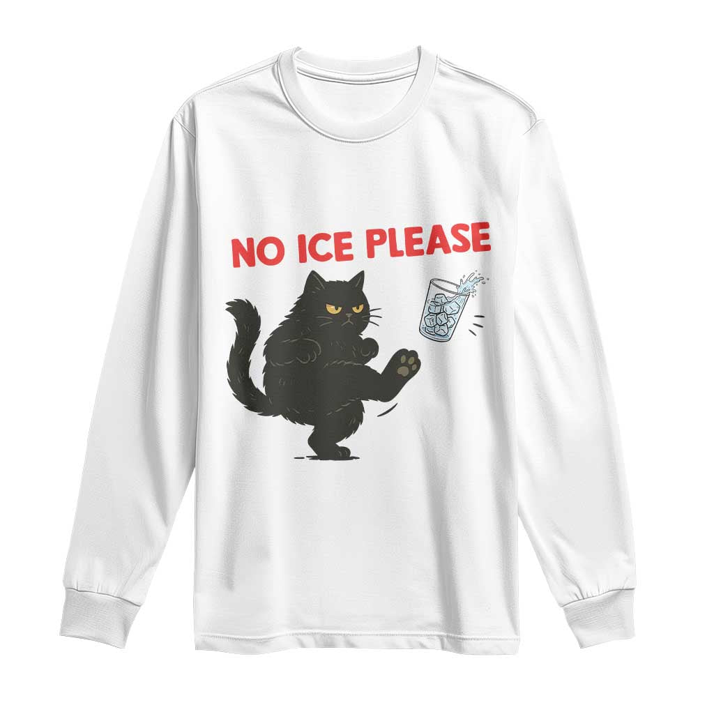 No Ice Please Long Sleeve Shirt Funny Black Cat Abolish ICE Meme Protest