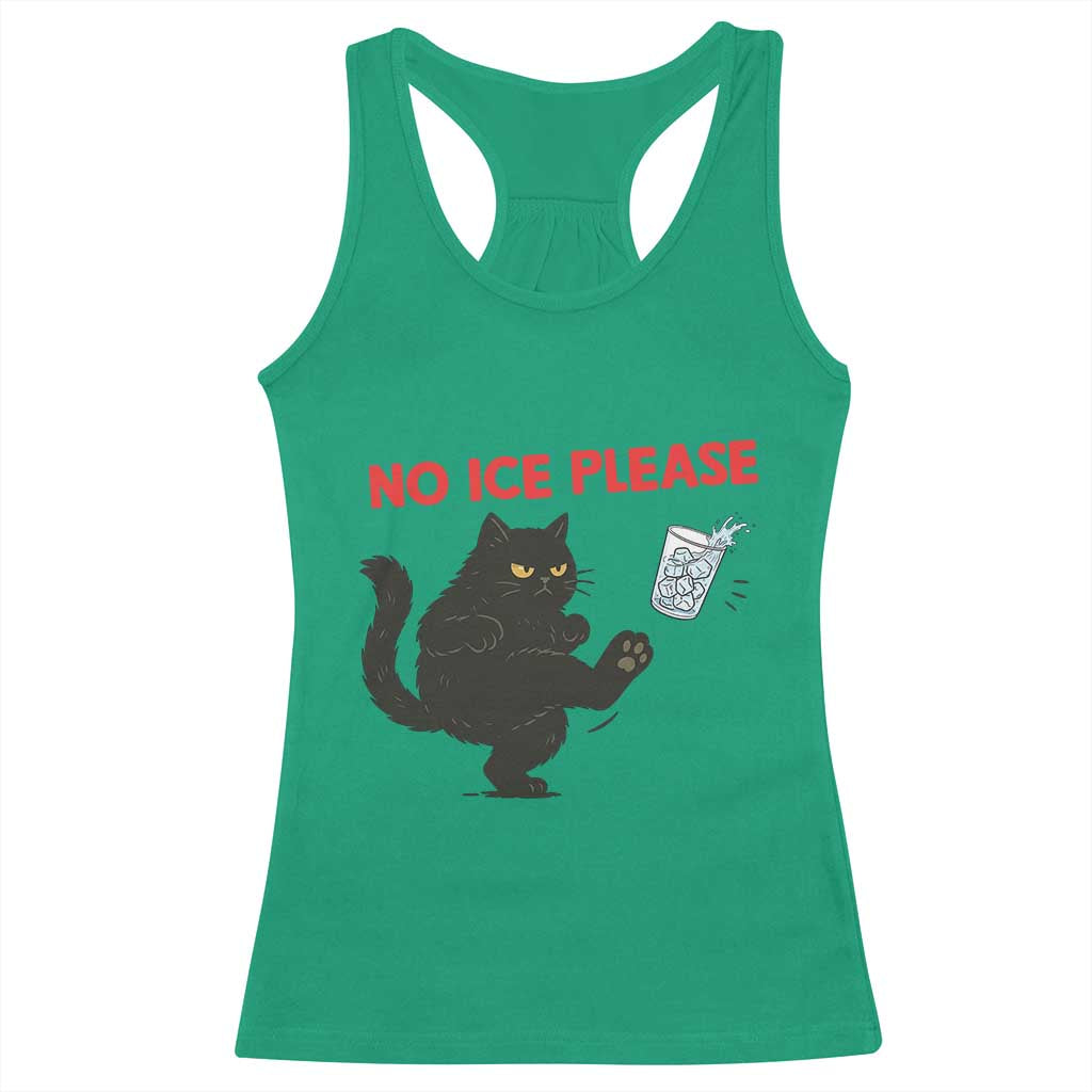 No Ice Please Racerback Tank Top Funny Black Cat Abolish ICE Meme Protest