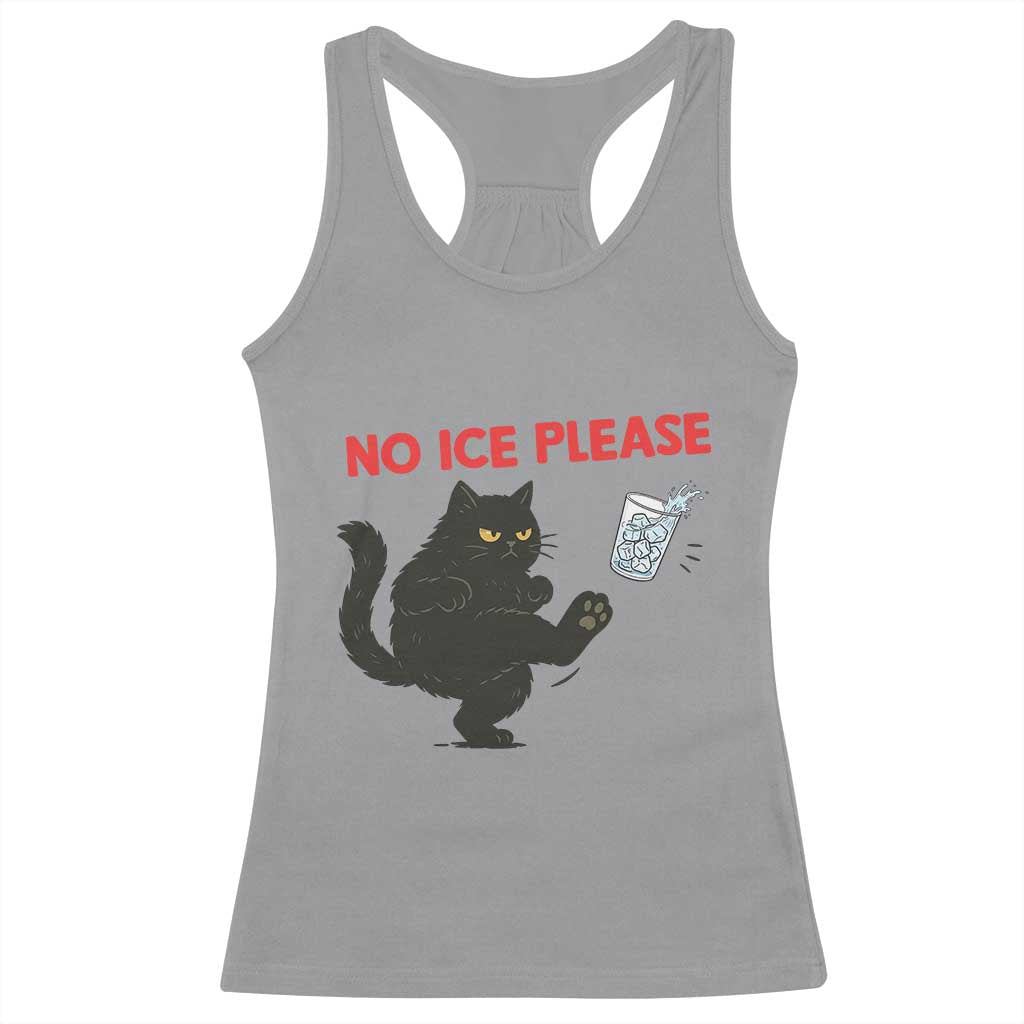 No Ice Please Racerback Tank Top Funny Black Cat Abolish ICE Meme Protest