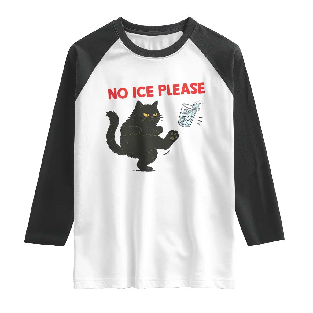 No Ice Please Raglan Shirt Funny Black Cat Abolish ICE Meme Protest