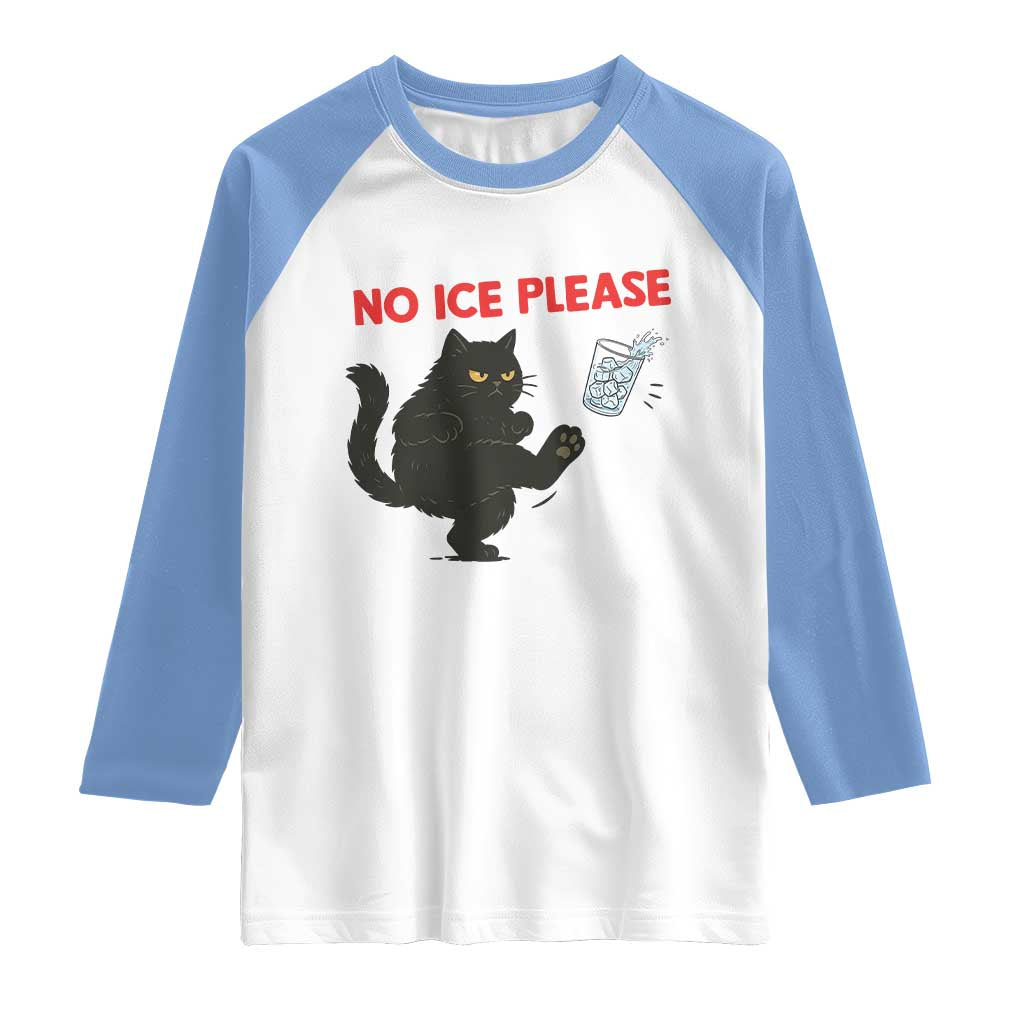 No Ice Please Raglan Shirt Funny Black Cat Abolish ICE Meme Protest