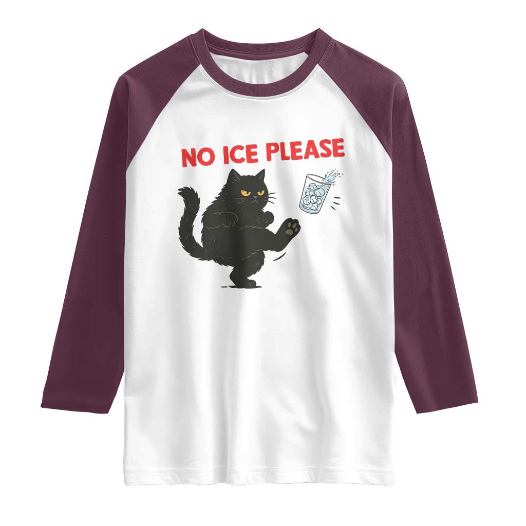 No Ice Please Raglan Shirt Funny Black Cat Abolish ICE Meme Protest