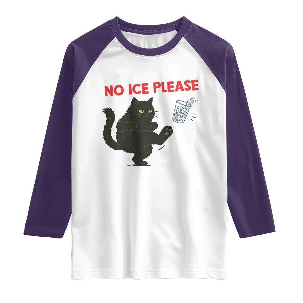 No Ice Please Raglan Shirt Funny Black Cat Abolish ICE Meme Protest