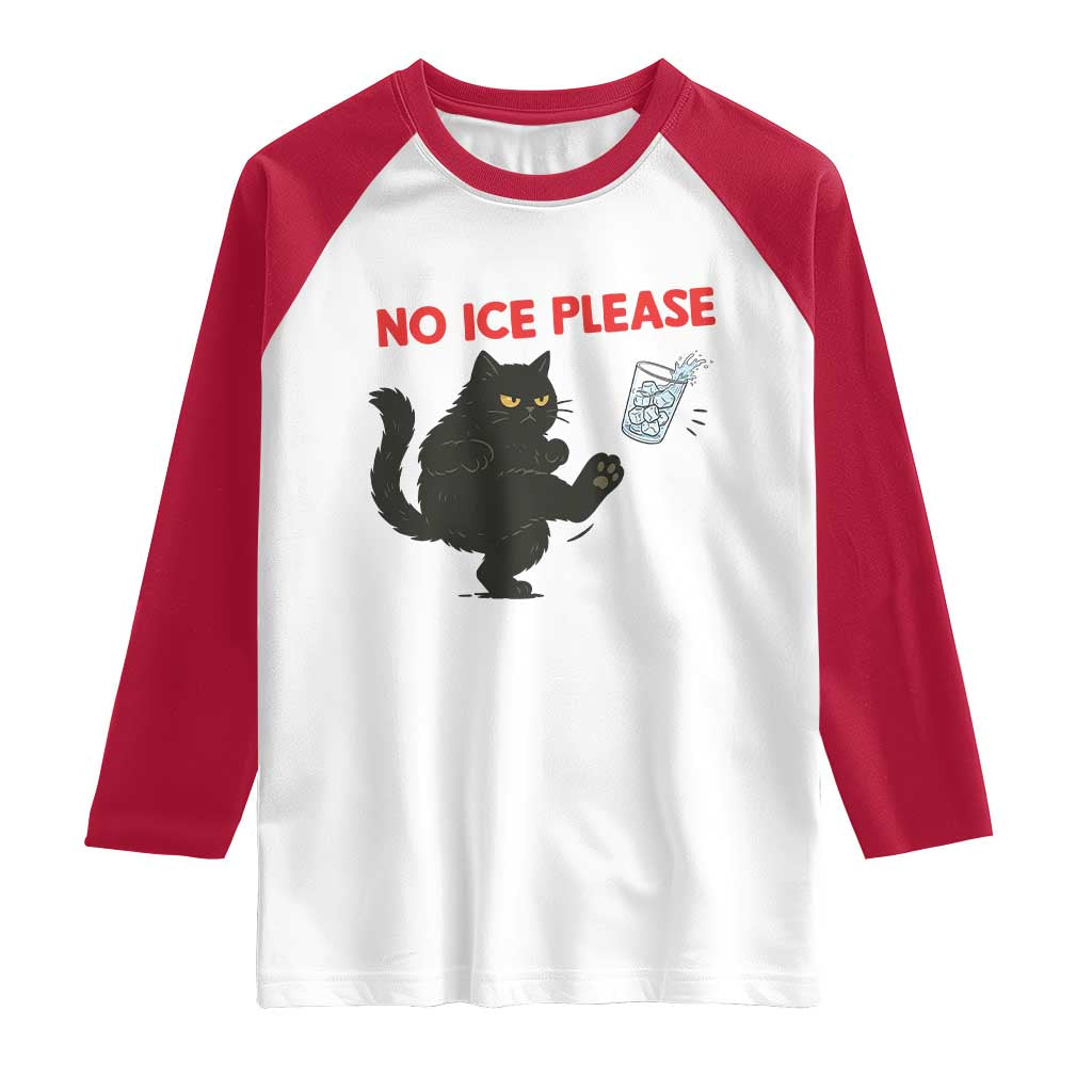 No Ice Please Raglan Shirt Funny Black Cat Abolish ICE Meme Protest