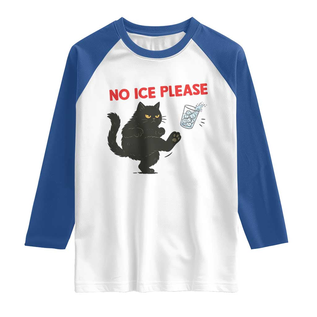 No Ice Please Raglan Shirt Funny Black Cat Abolish ICE Meme Protest