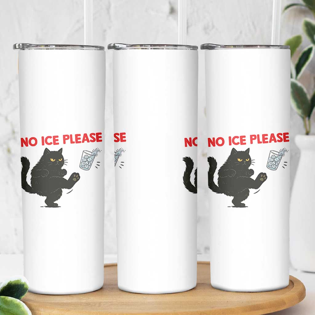 No Ice Please Skinny Tumbler Funny Black Cat Abolish ICE Meme Protest