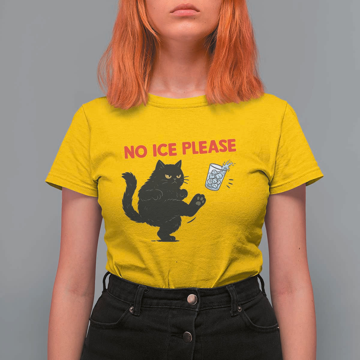 No Ice Please T Shirt For Women Funny Black Cat Abolish ICE Meme Protest