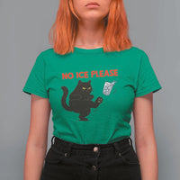No Ice Please T Shirt For Women Funny Black Cat Abolish ICE Meme Protest