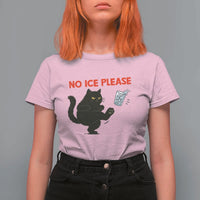No Ice Please T Shirt For Women Funny Black Cat Abolish ICE Meme Protest