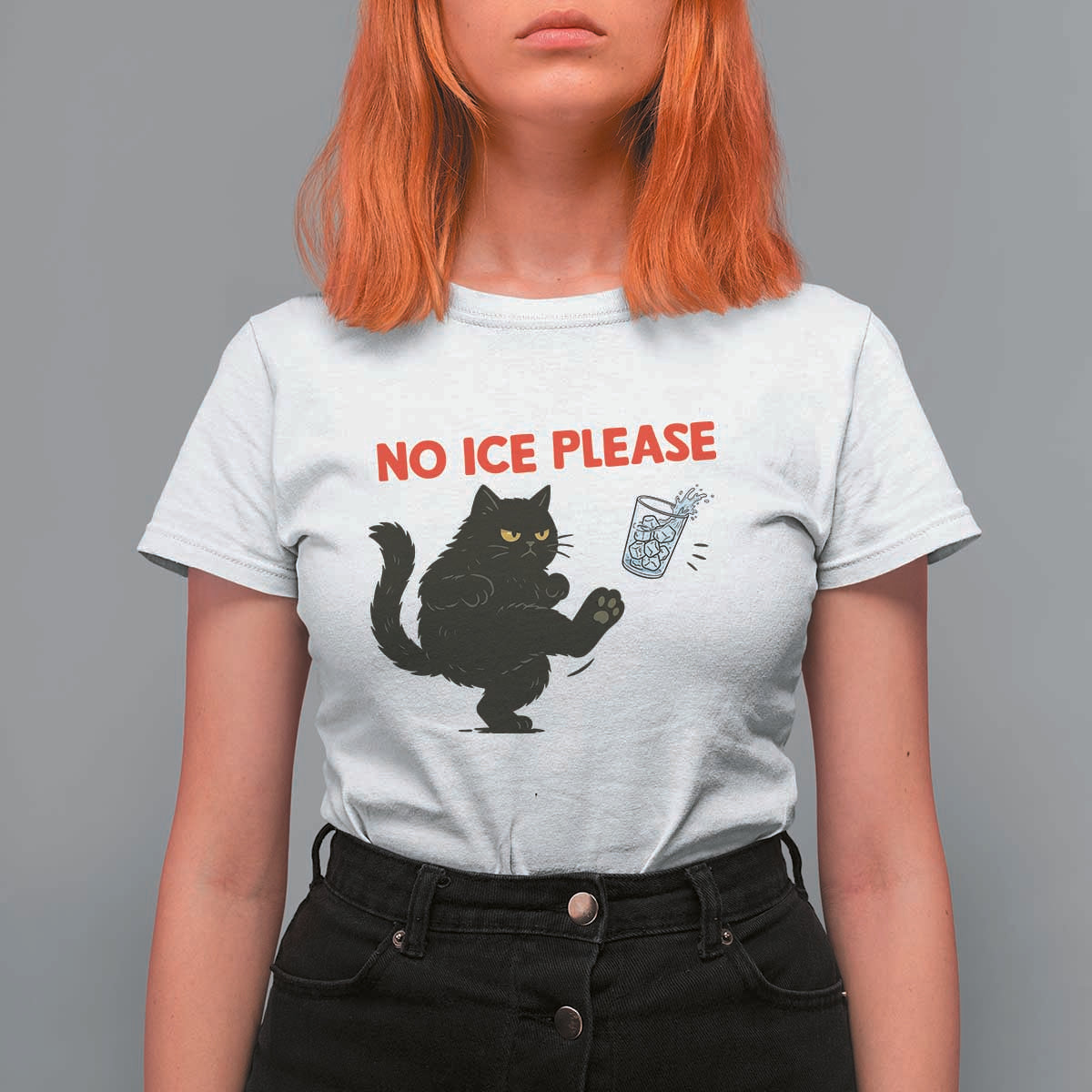 No Ice Please T Shirt For Women Funny Black Cat Abolish ICE Meme Protest