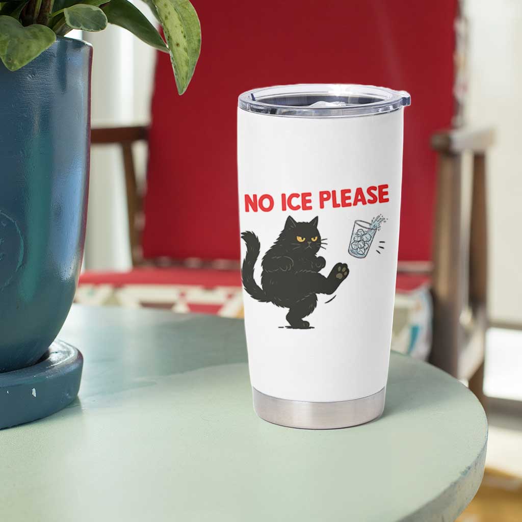 No Ice Please Tumbler Cup Funny Black Cat Abolish ICE Meme Protest