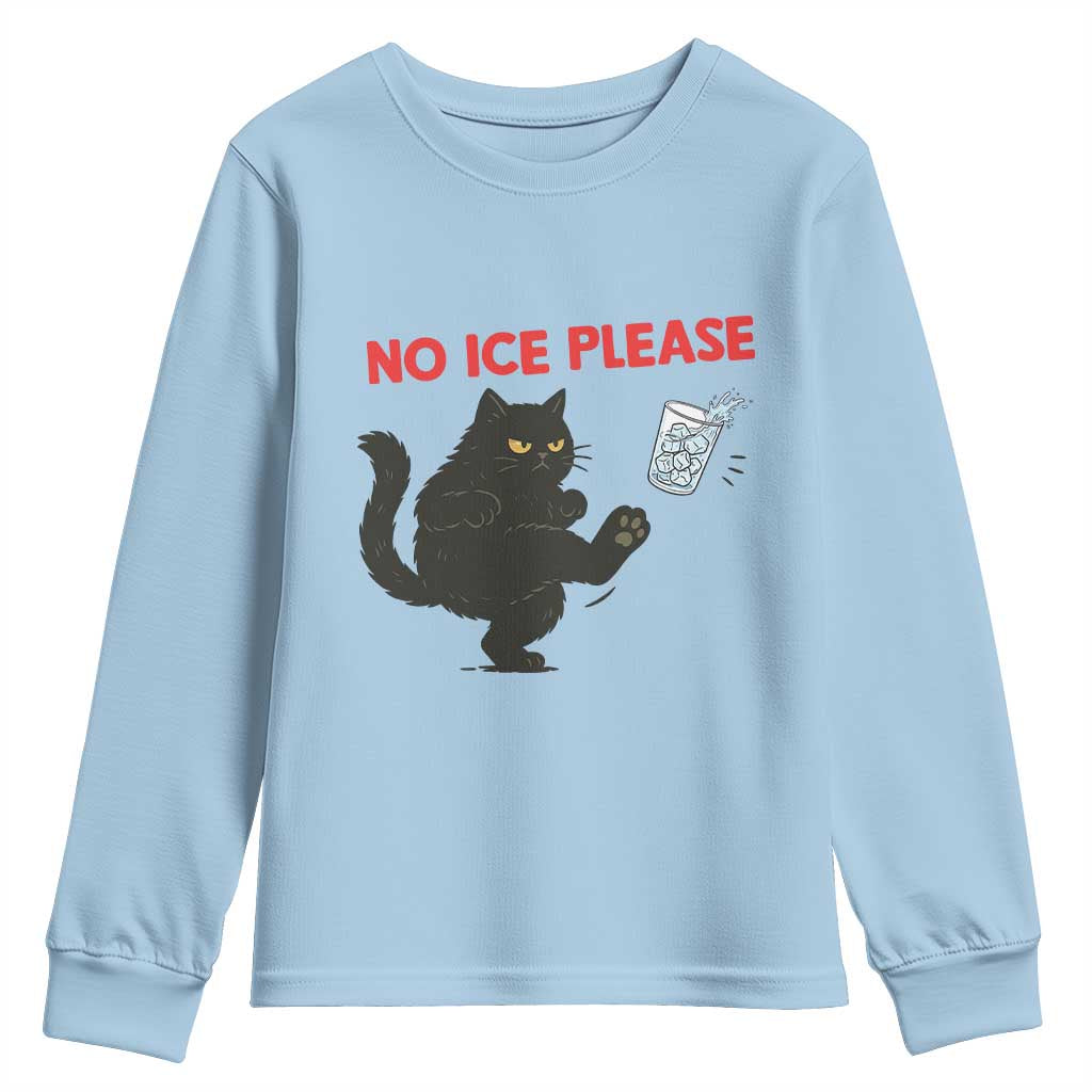 No Ice Please Youth Sweatshirt Funny Black Cat Abolish ICE Meme Protest