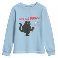 No Ice Please Youth Sweatshirt Funny Black Cat Abolish ICE Meme Protest