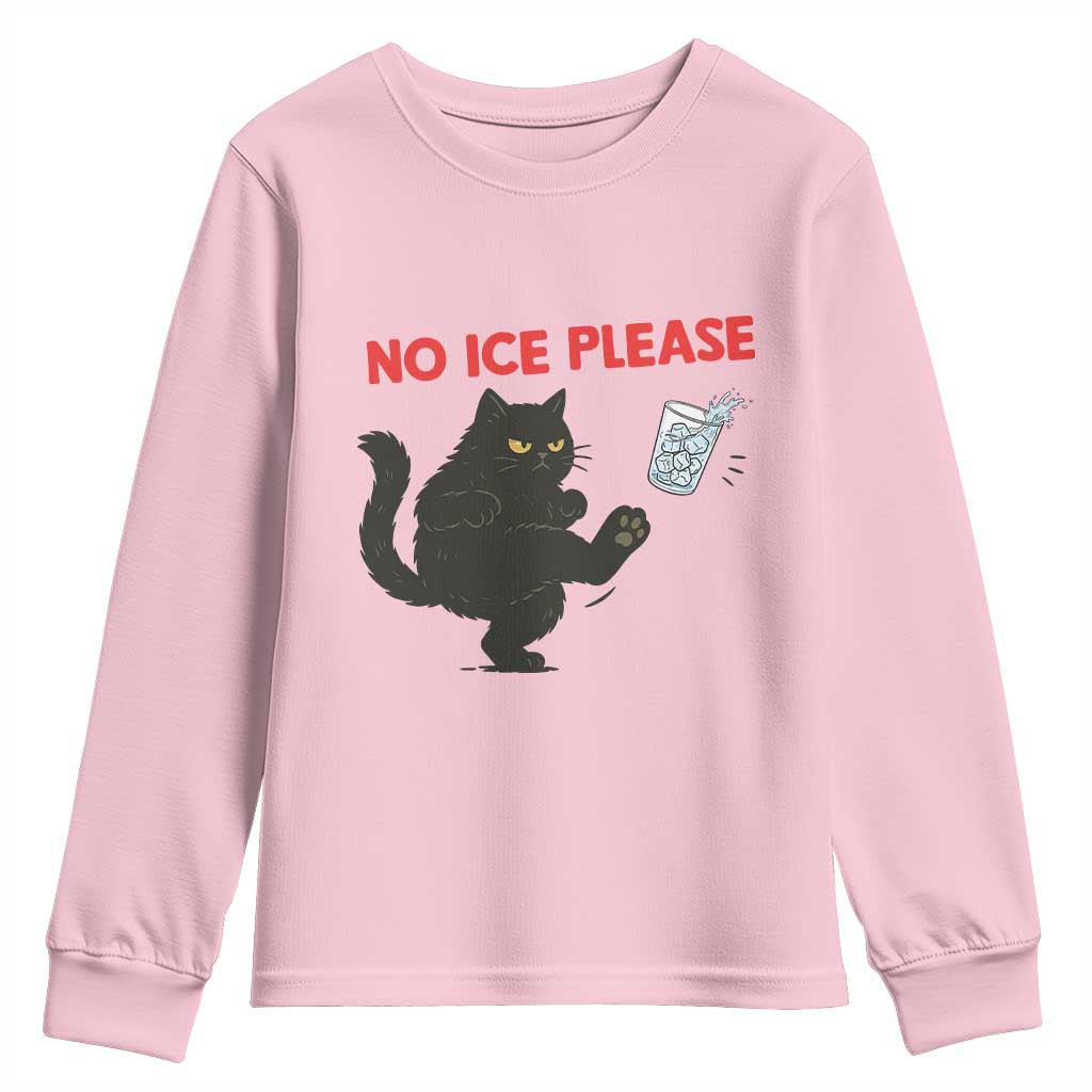 No Ice Please Youth Sweatshirt Funny Black Cat Abolish ICE Meme Protest