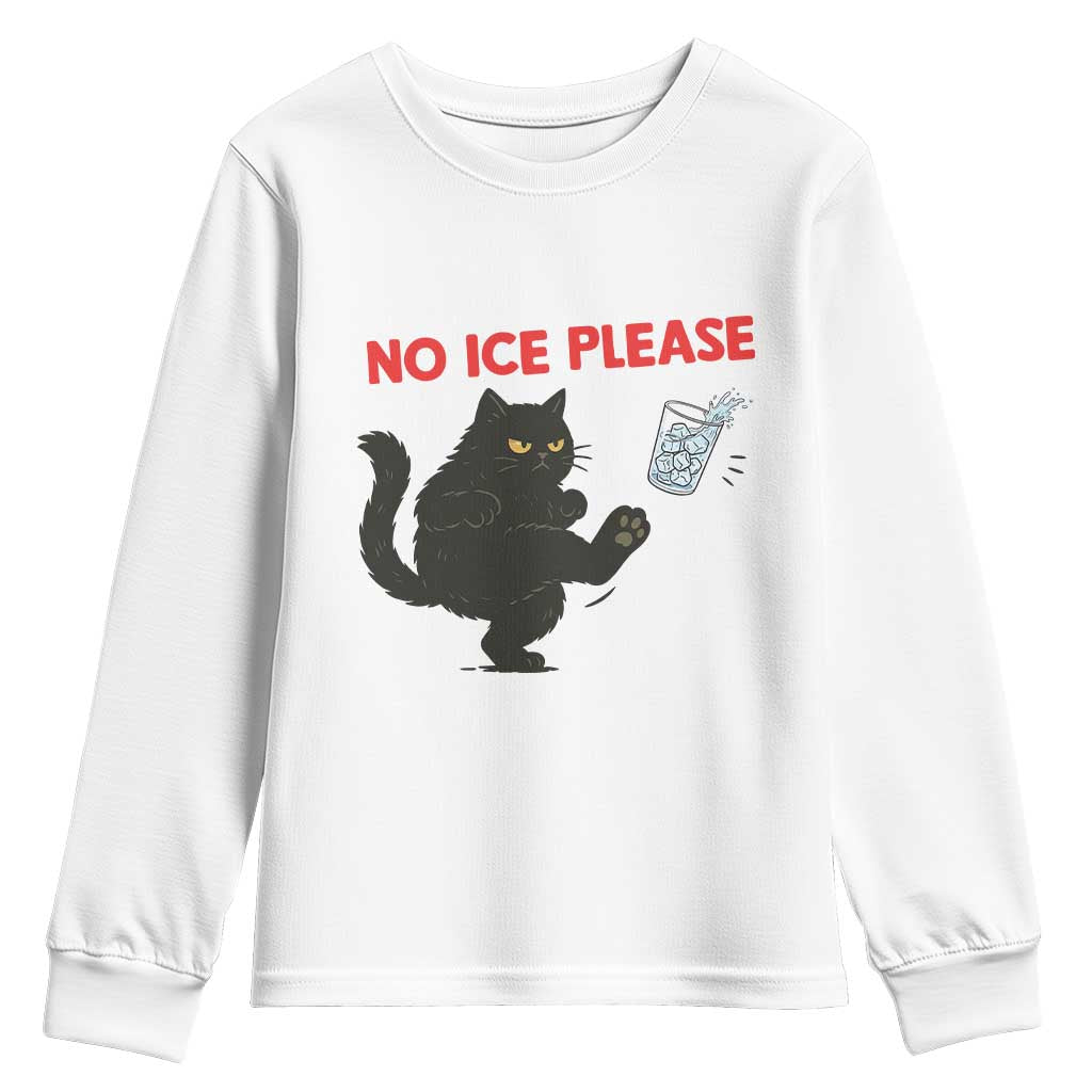 No Ice Please Youth Sweatshirt Funny Black Cat Abolish ICE Meme Protest