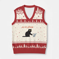No Ice Please V-Neck Knit Sweater Vest Funny Cat Abolish ICE Meme Protest