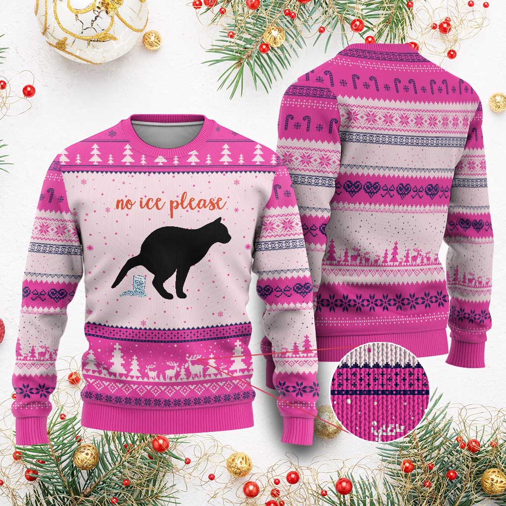 No Ice Please Ugly Christmas Sweater Funny Cat Abolish ICE Meme