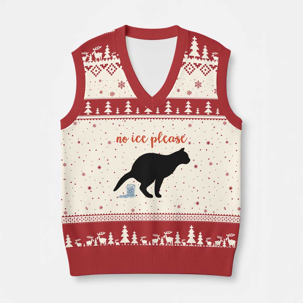 No Ice Please V-Neck Knit Sweater Vest Funny Cat Abolish ICE Meme