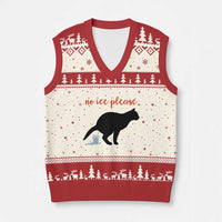 No Ice Please V-Neck Knit Sweater Vest Funny Cat Abolish ICE Meme