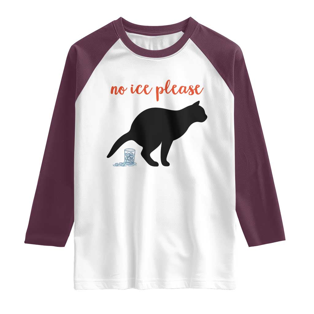 No Ice Please Raglan Shirt Funny Cat Abolish ICE Meme