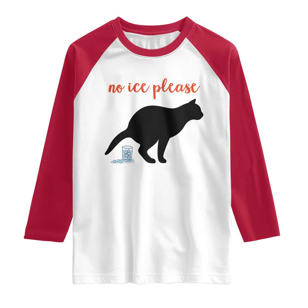 No Ice Please Raglan Shirt Funny Cat Abolish ICE Meme