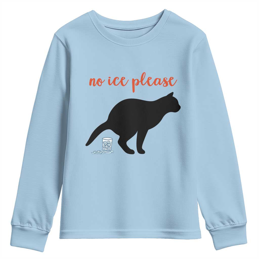 No Ice Please Youth Sweatshirt Funny Cat Abolish ICE Meme