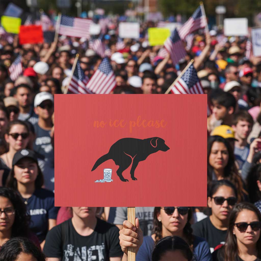 No Ice Please Protest Sign Funny Dog Anti ICE Meme