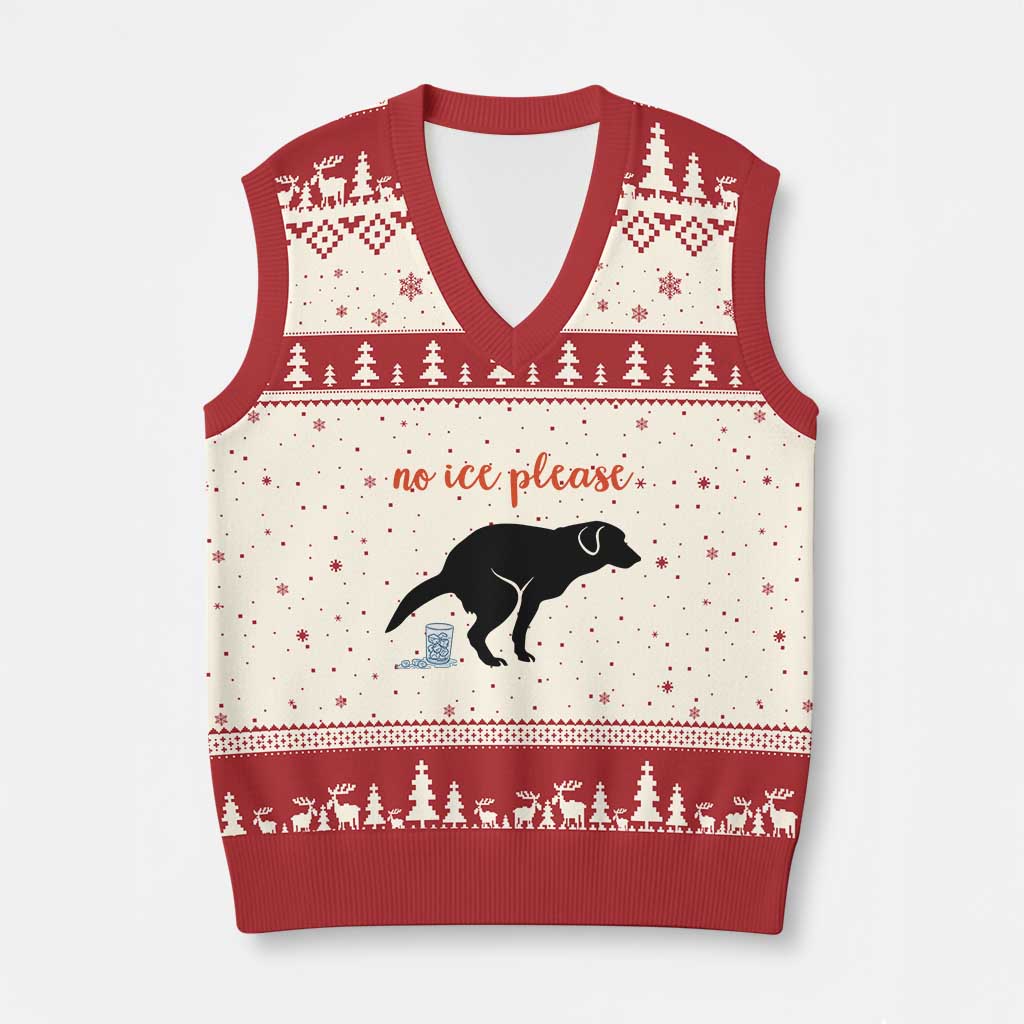 No Ice Please V-Neck Knit Sweater Vest Funny Dog Anti ICE Meme