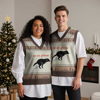 No Ice Please V-Neck Knit Sweater Vest Funny Dog Anti ICE Meme