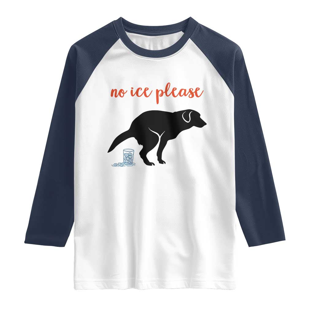 No Ice Please Raglan Shirt Funny Dog Anti ICE Meme