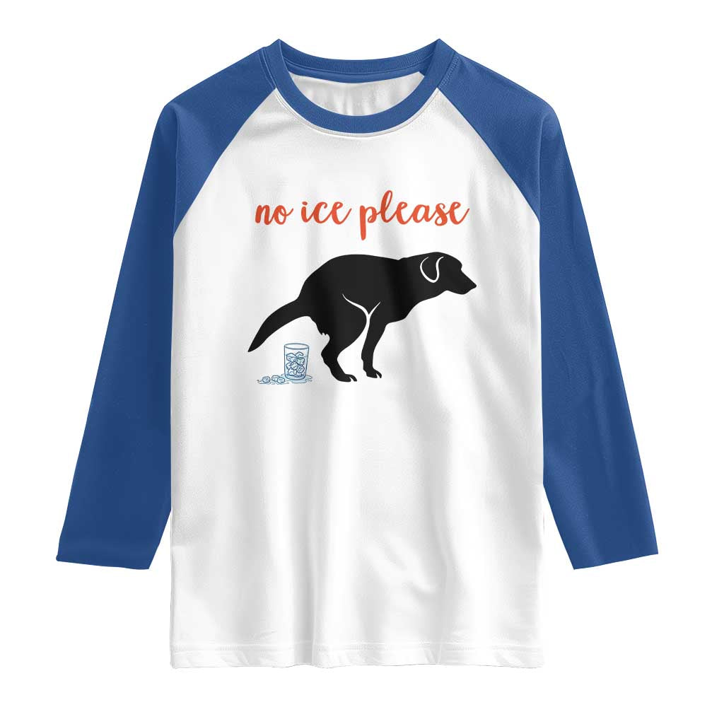 No Ice Please Raglan Shirt Funny Dog Anti ICE Meme