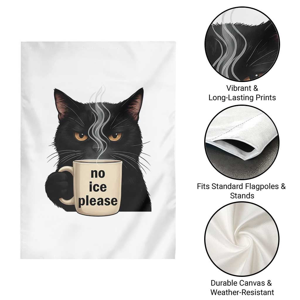No Ice Please Garden Flag Funny Black Cat Anti ICE Meme