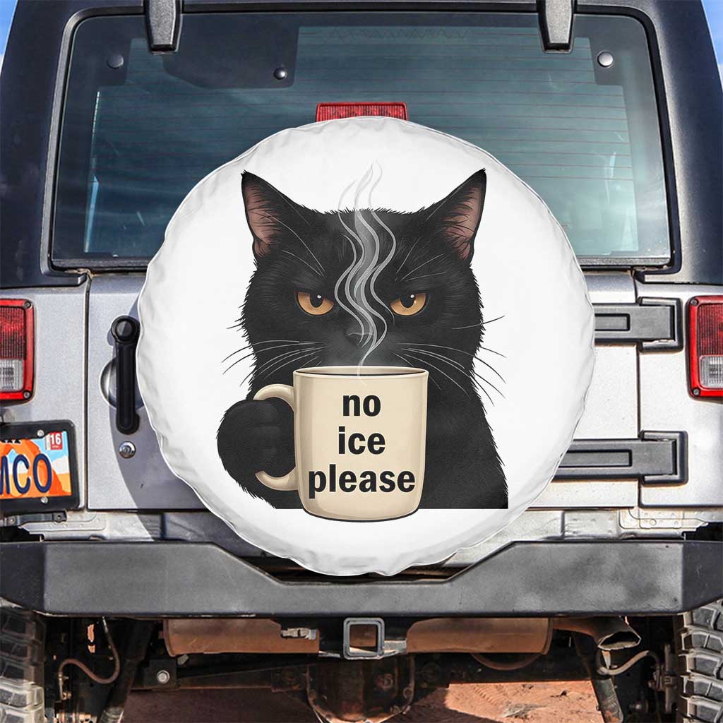 No Ice Please Spare Tire Cover Funny Black Cat Anti ICE Meme