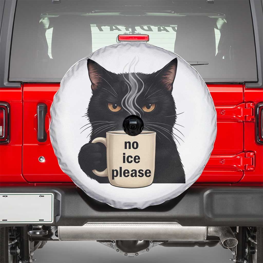 No Ice Please Spare Tire Cover Funny Black Cat Anti ICE Meme