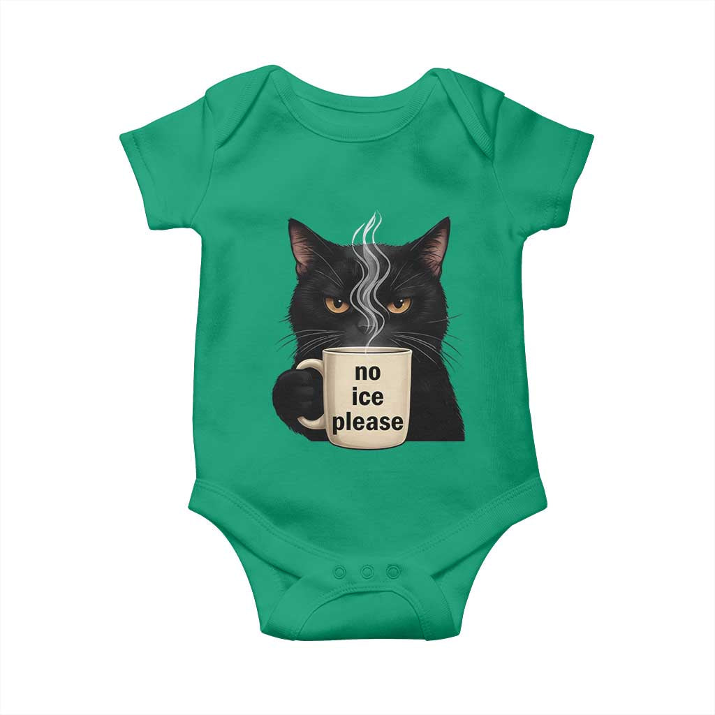No Ice Please Baby Onesie Funny Black Cat Anti ICE Meme