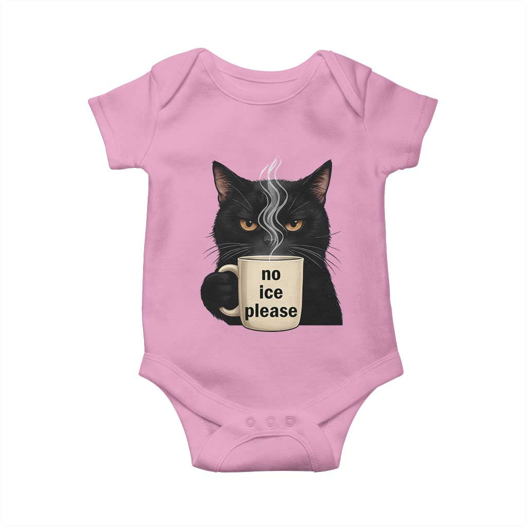 No Ice Please Baby Onesie Funny Black Cat Anti ICE Meme