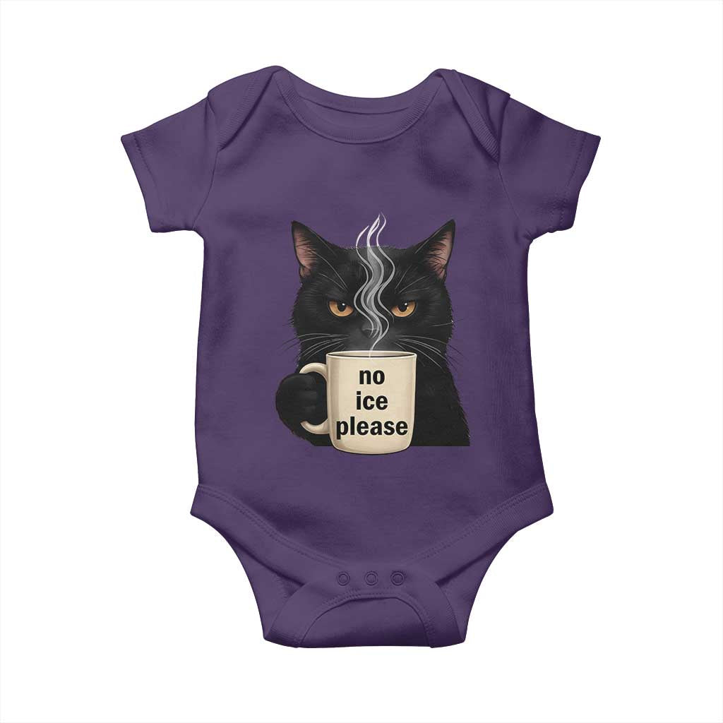 No Ice Please Baby Onesie Funny Black Cat Anti ICE Meme