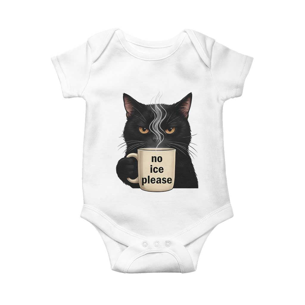 No Ice Please Baby Onesie Funny Black Cat Anti ICE Meme