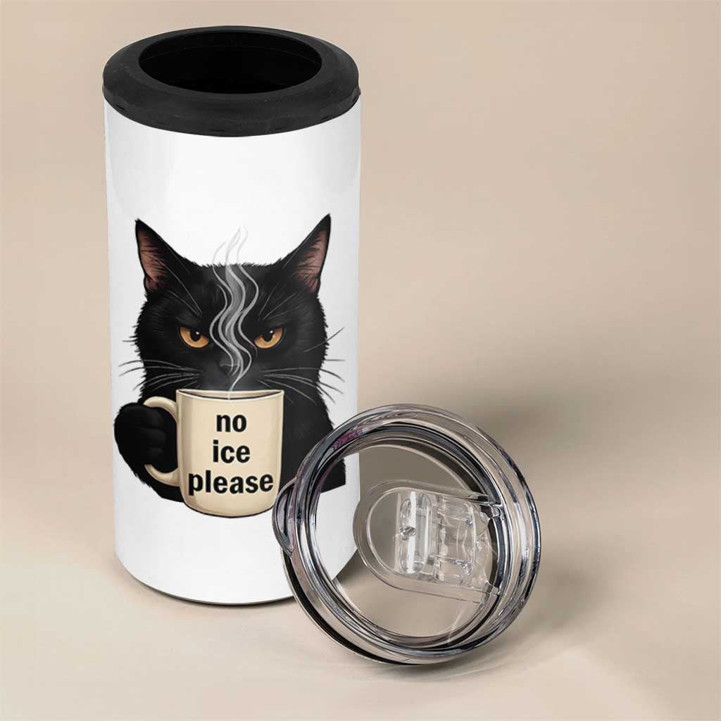 No Ice Please 4 in 1 Can Cooler Tumbler Funny Black Cat Anti ICE Meme